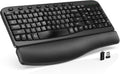 SABLUTE Wireless Ergonomic Wave Keyboard with Memory Foam Wrist Rest