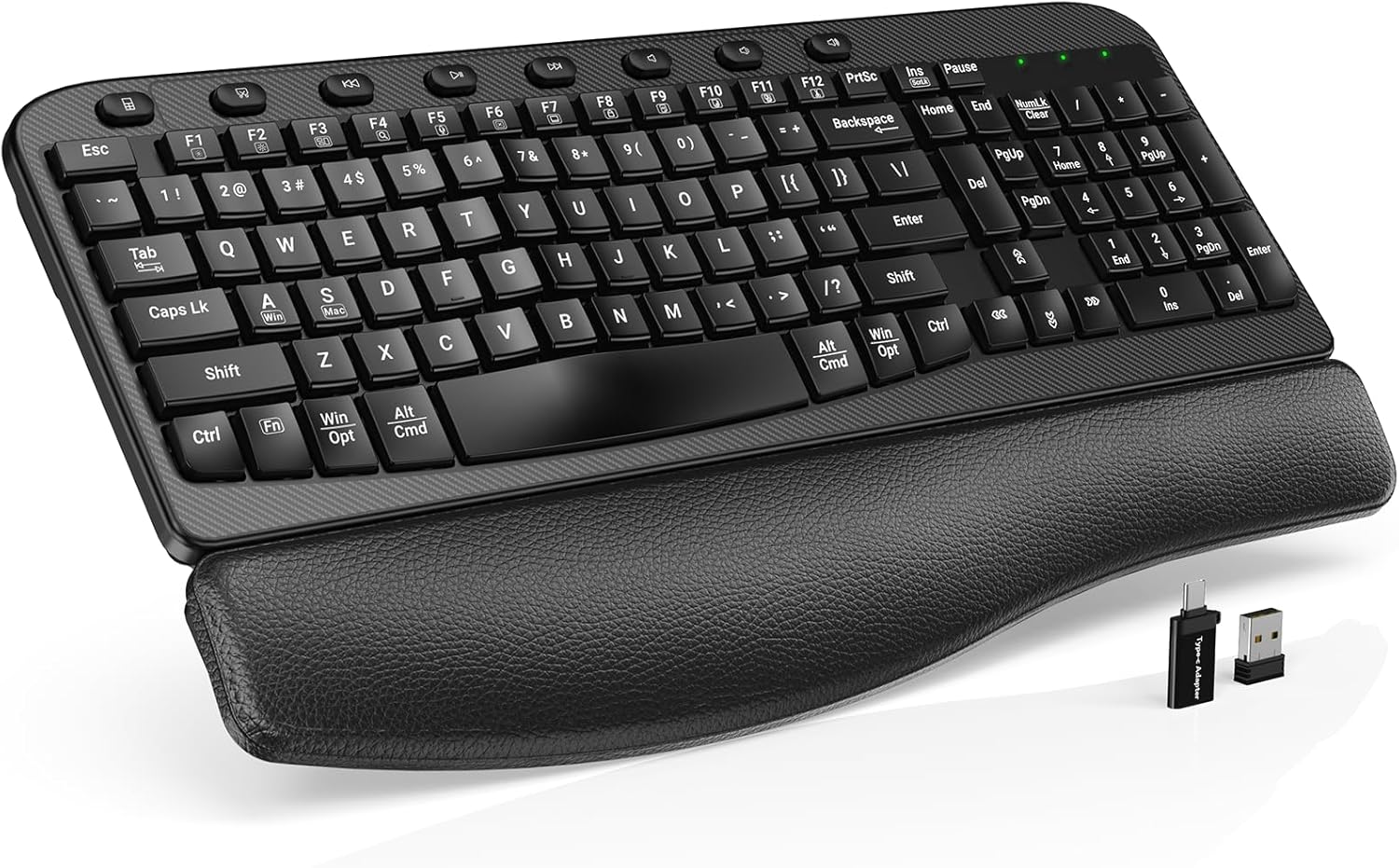 SABLUTE Wireless Keyboard with Ergonomic Wave Design and Wrist Rest