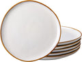 10.5 in Pearl White Reactive Glaze Dinner Plates Set of 6 - Handmade