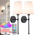 Battery Operated Wall Sconce Light with Remote Control - Dimmable Set