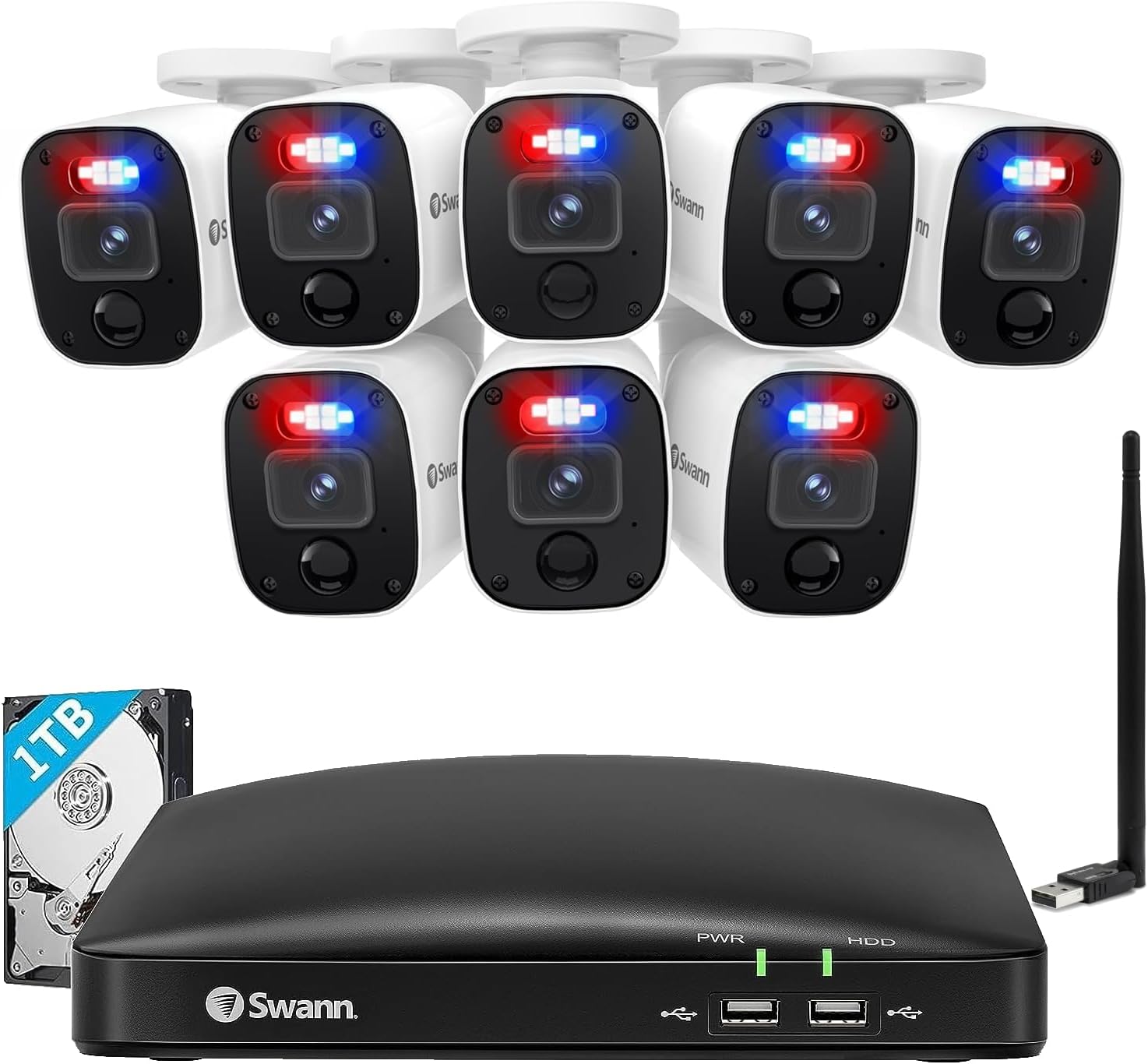 Swann Home Security Camera System with 8 Bullet Cameras & 1TB HDD