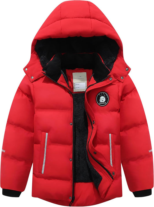 Kids Boy's Waterproof Puffer Cotton Jacket for Winter Adventures