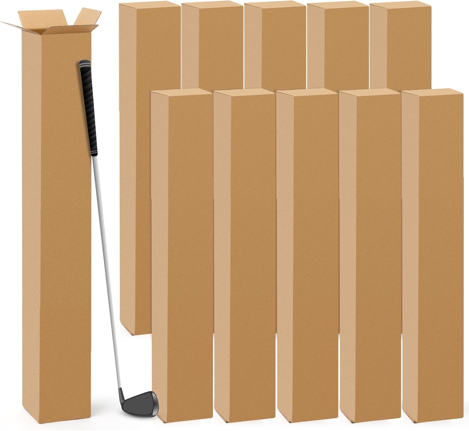 Qilery Golf Club Shipping Boxes - 10 Pcs Tall Corrugated Boxes