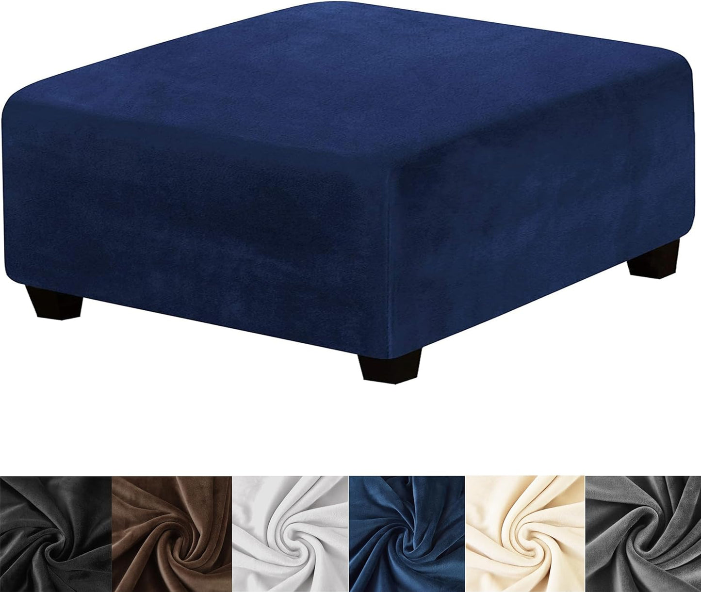 Luxurious Stretch Velvet Ottoman Cover for Stylish Living Room