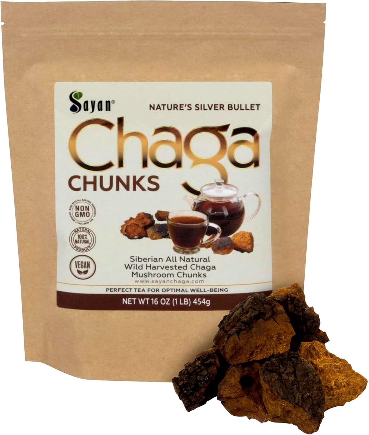 Sayan Siberian Pure Raw Chaga Mushroom Chunks for Immune Support