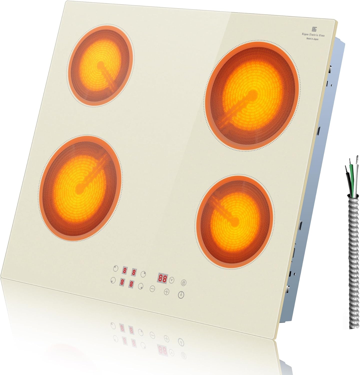 24 Inch Electric Cooktop - High Power 4 Burner Stove Top