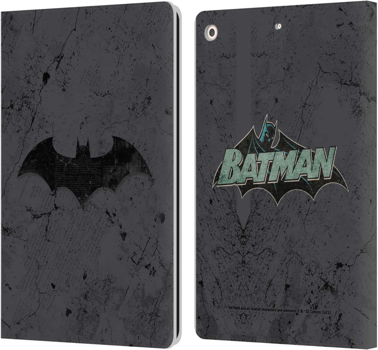 Batman DC Comics Logo Distressed Leather Wallet Case for iPad