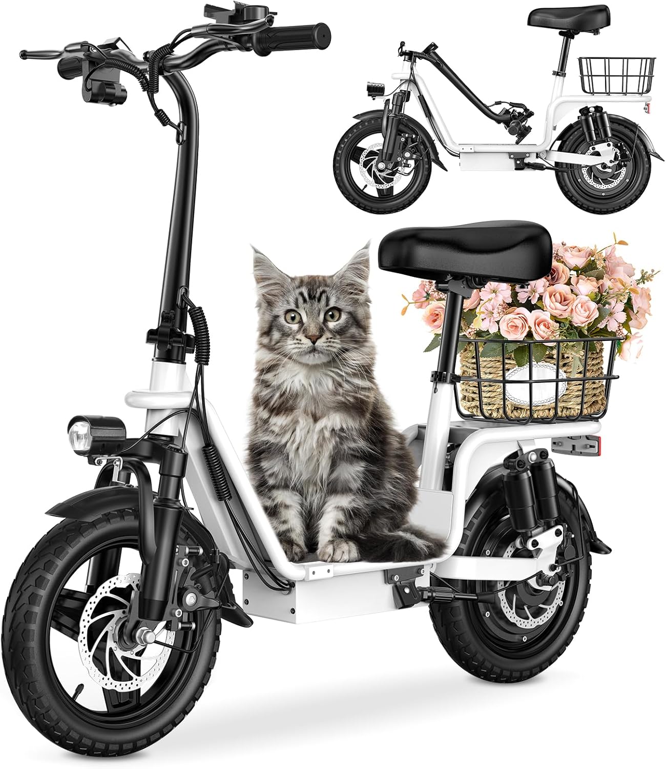 Adults Electric Scooter with Seat, 750W Motor and 28-Mile Range