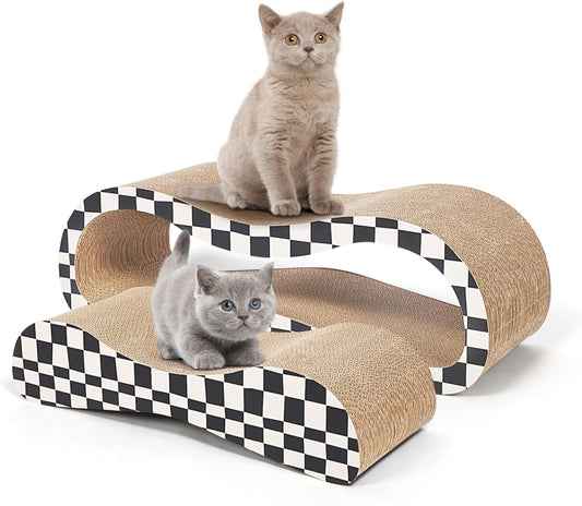 2 in 1 Cat Scratcher Lounge Bed - Durable Cardboard Design