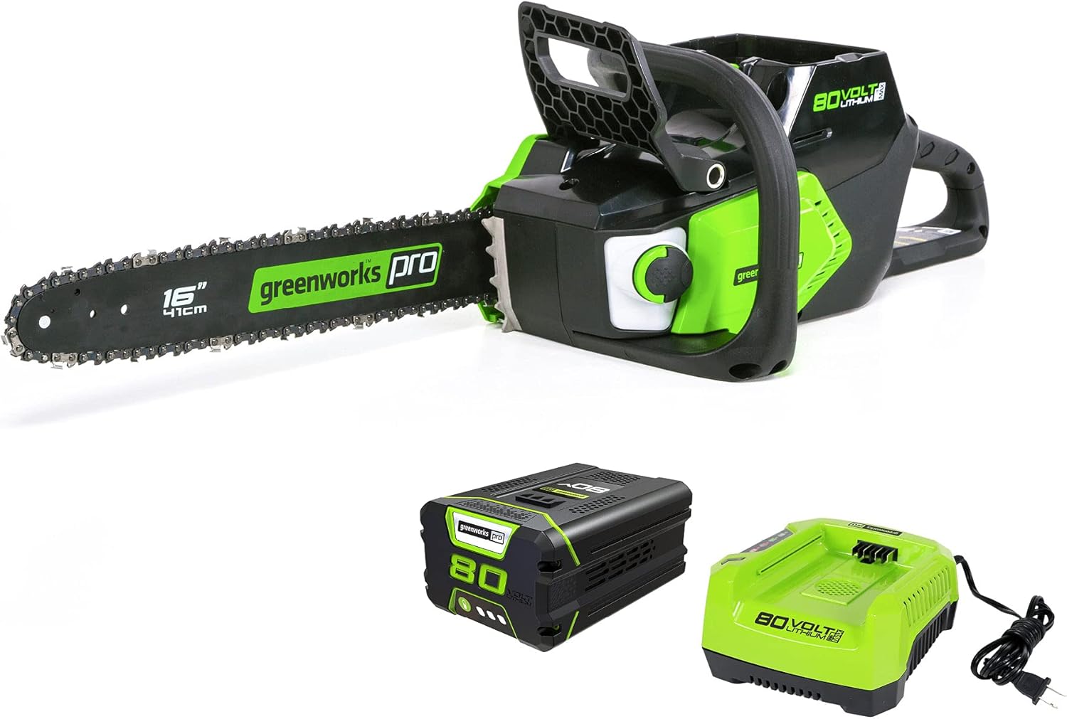 Greenworks 80V 16in Brushless Cordless Chainsaw for Pruning