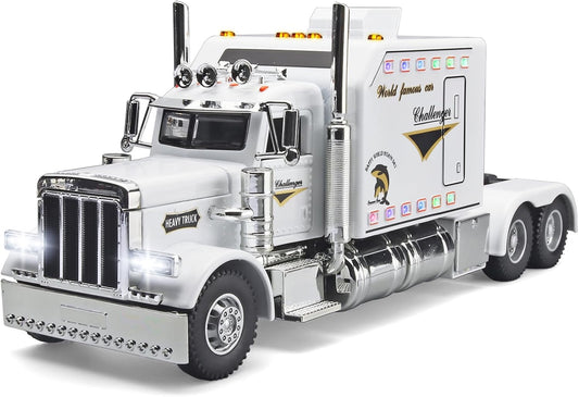 Semi Truck Toys for Boys - Metal Diecast Model with Lights & Sounds