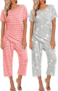 Womens Pajamas Short Sleeve & Capri Pants 2-Pack - Comfortable Sleep
