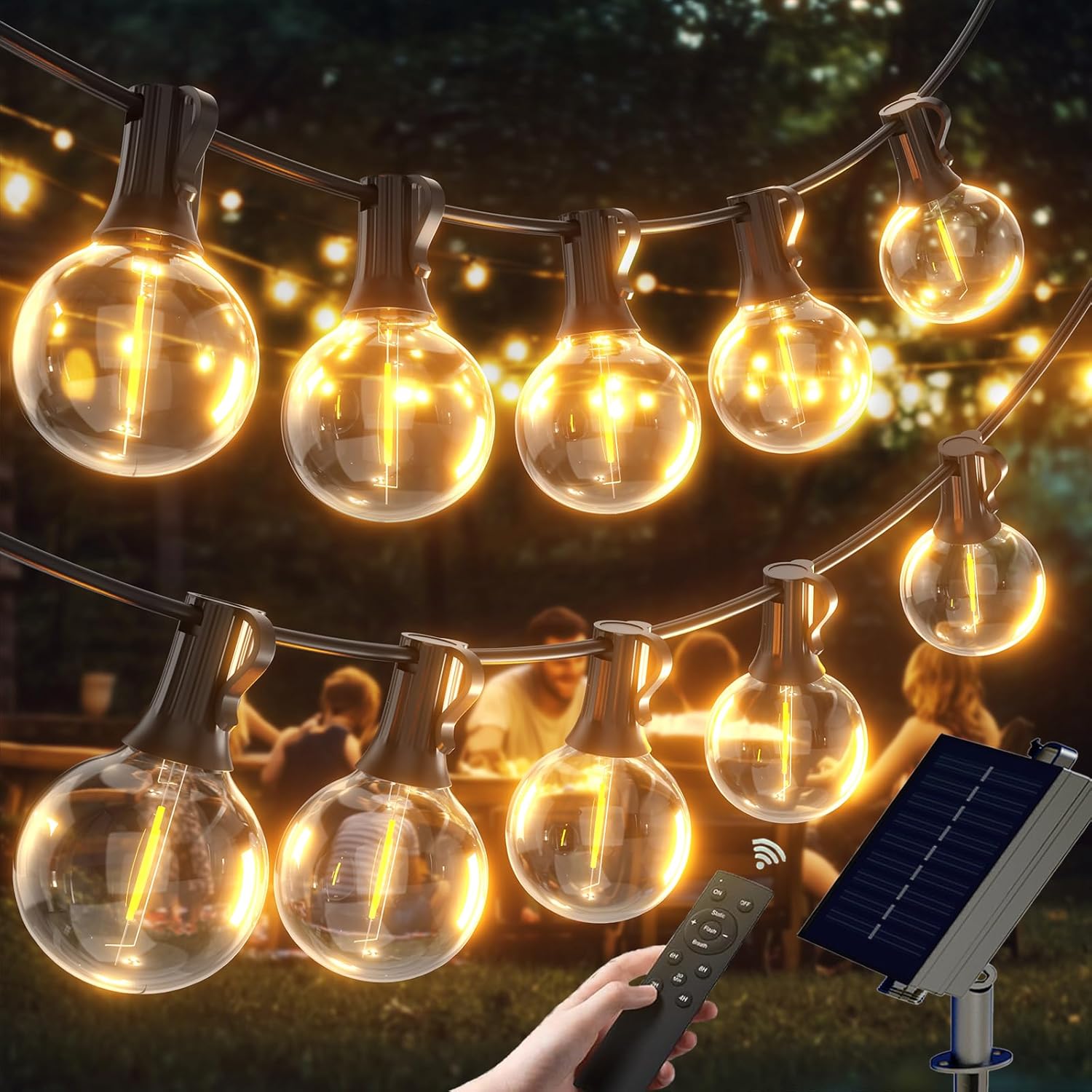 G40 Solar String Lights Outdoor with Remote for All Occasions