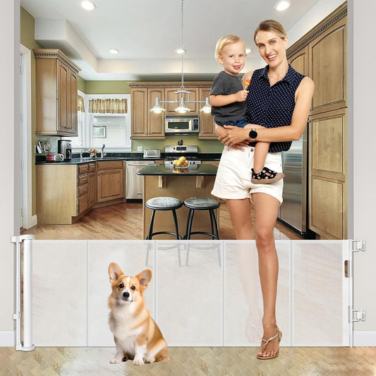 Retractable Baby Gates for Dogs - 22 Inch Tall Easy Step Over
