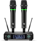 Bietrun Wireless Microphone Dual UHF System - Rechargeable Mics