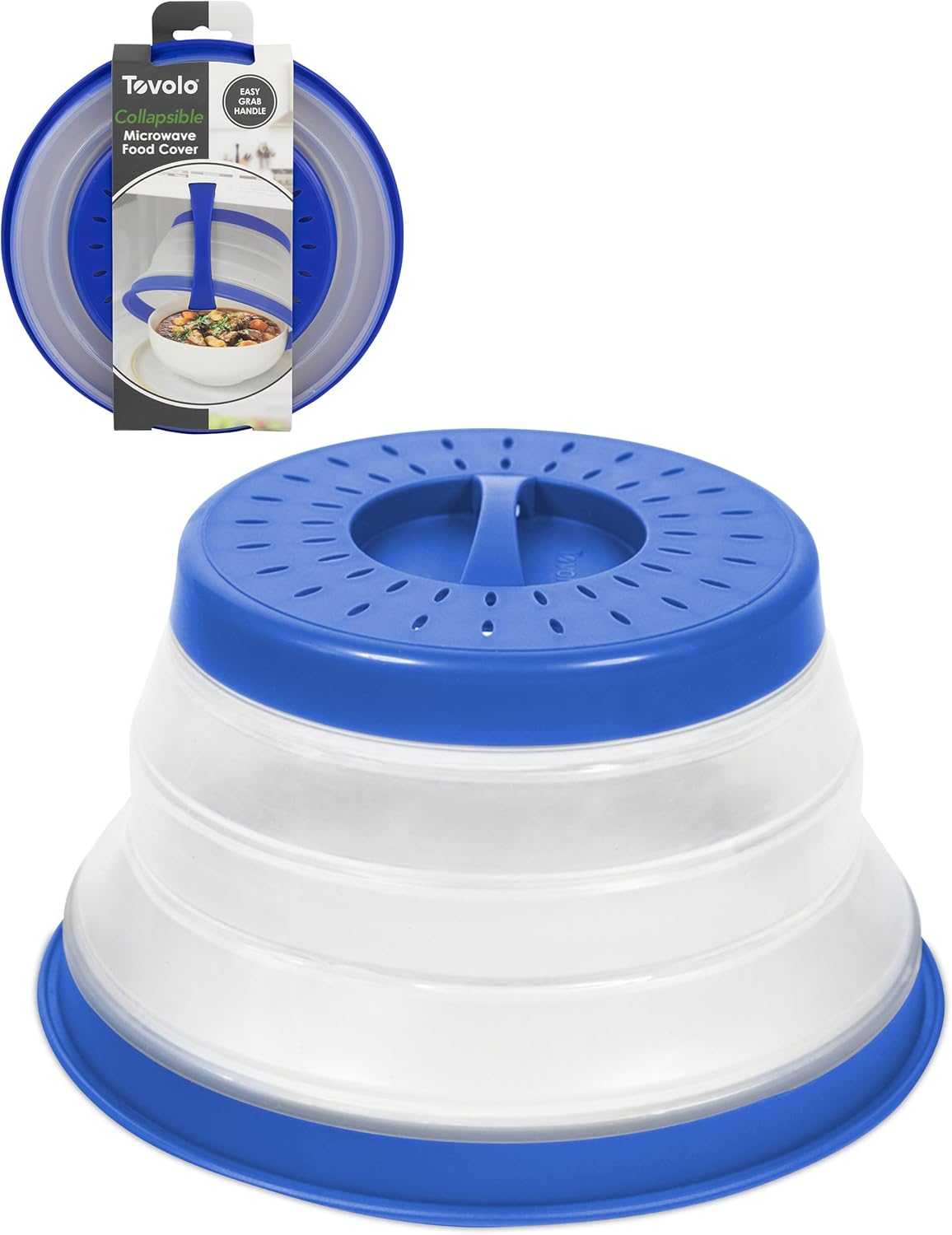 Tovolo Collapsible Microwave Splatter Guard - BPA-Free Blue Silicone