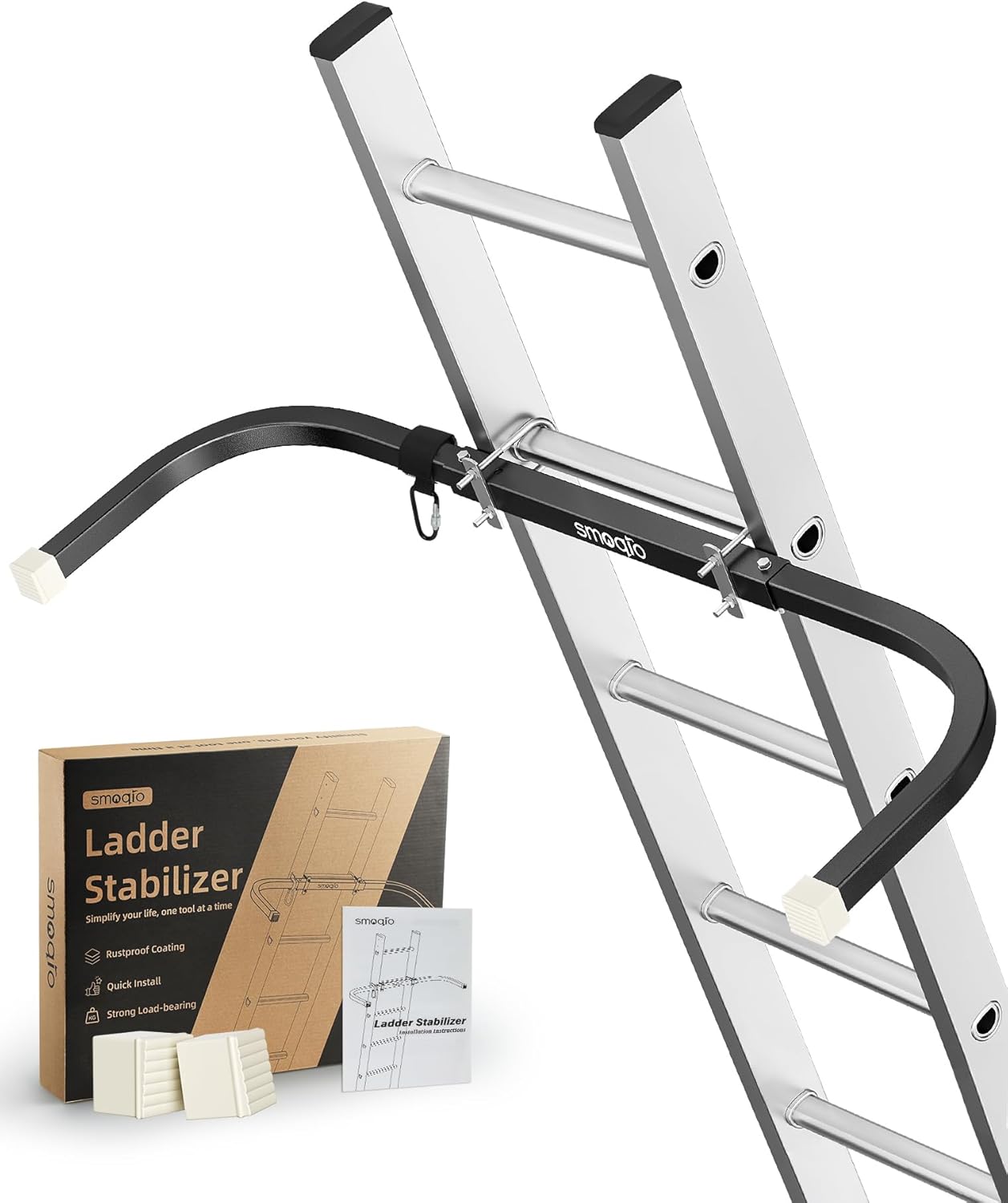 Ladder Stabilizer for Roof Gutter Cleaning with Anti-Slip Pad