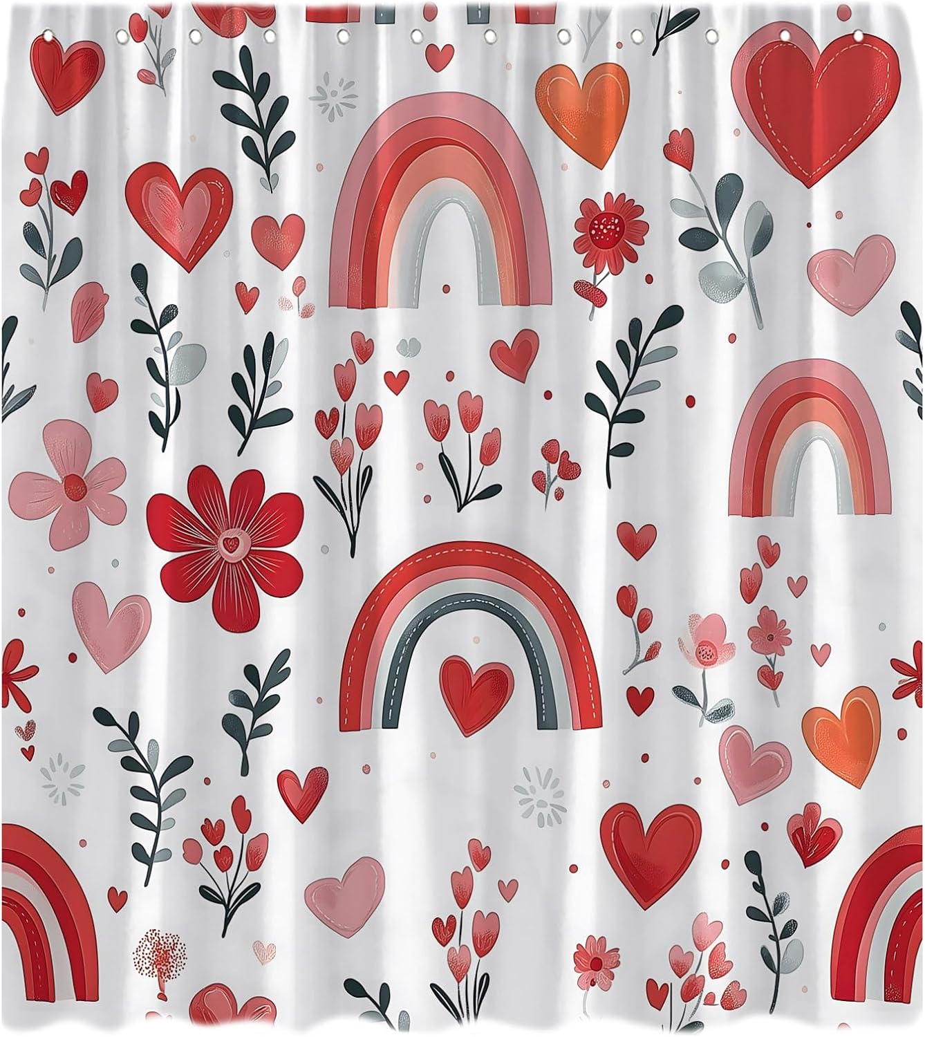 Romantic Love Heart Shower Curtain Set