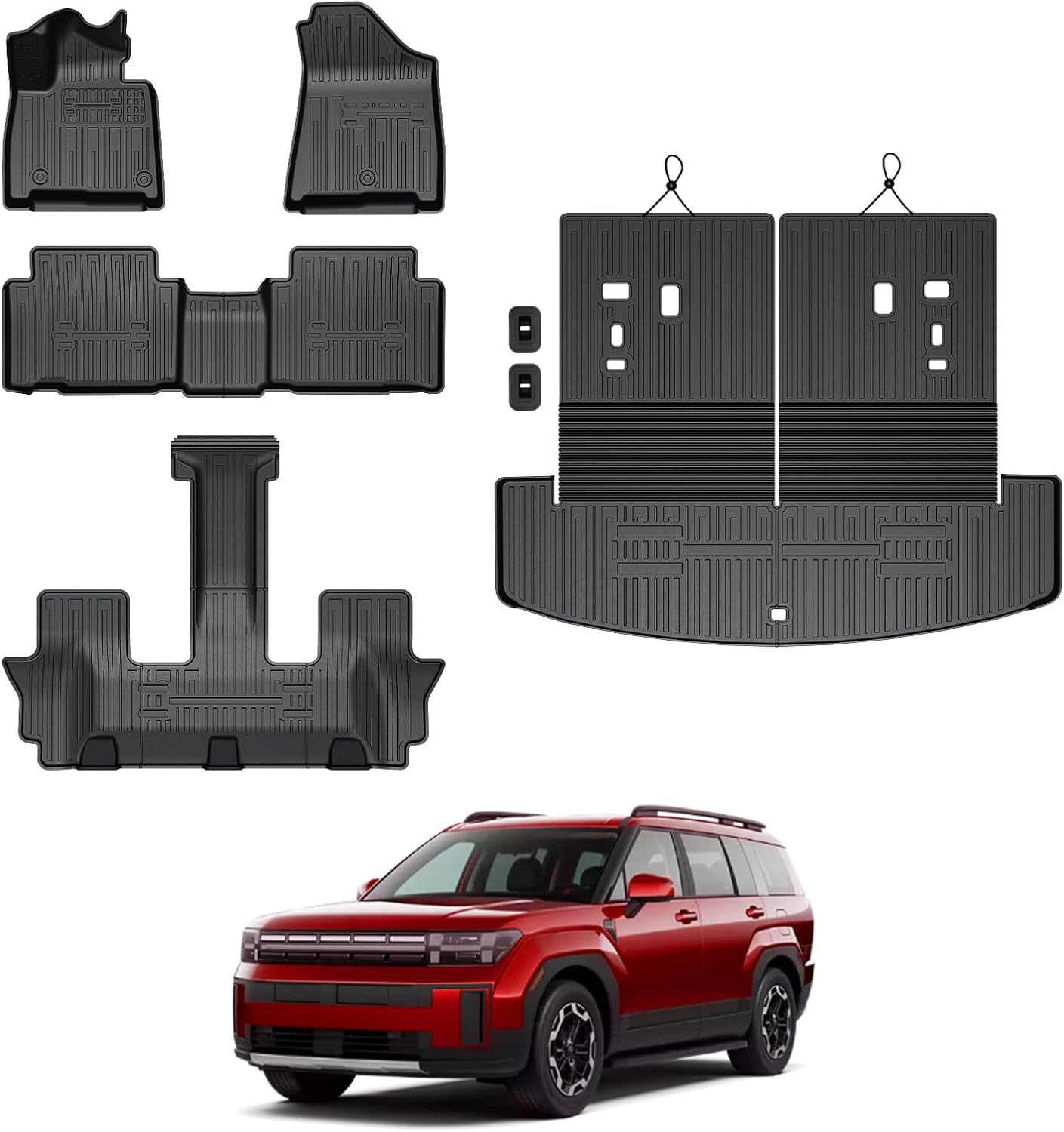 All Weather TPE Floor Mats for 2024 2025 2026 Hyundai Santa Fe