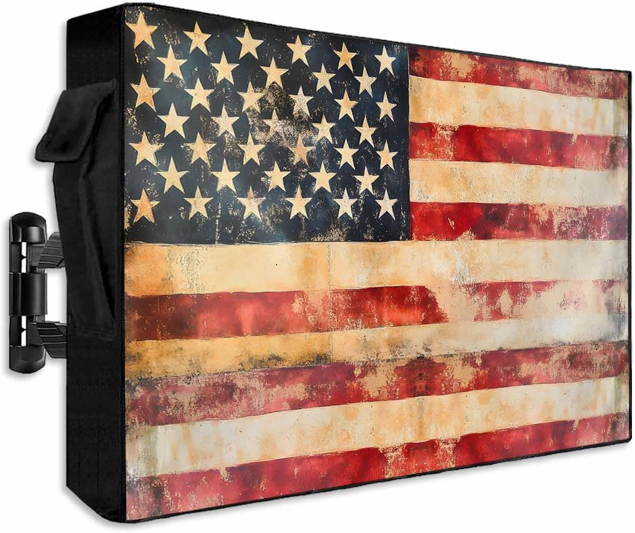 Retro American Flag Outdoor TV Cover for 70 to 75 Inch TVs