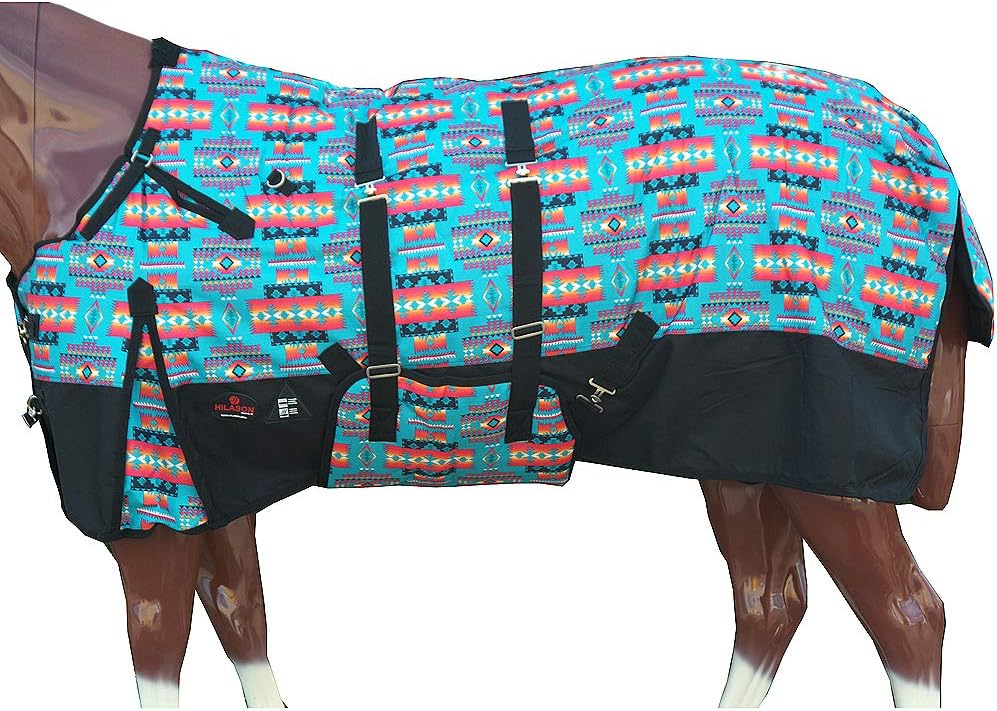 HILASON Turquoise Aztec 66 in Waterproof Horse Blanket