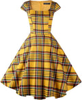 PUKAVT Women's Cocktail Party Dress Cap Sleeve 1950 Retro (Style J3NX)