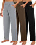 Huukeay Women's Lounge Pants 3-Pack - Soft Wide Leg Joggers