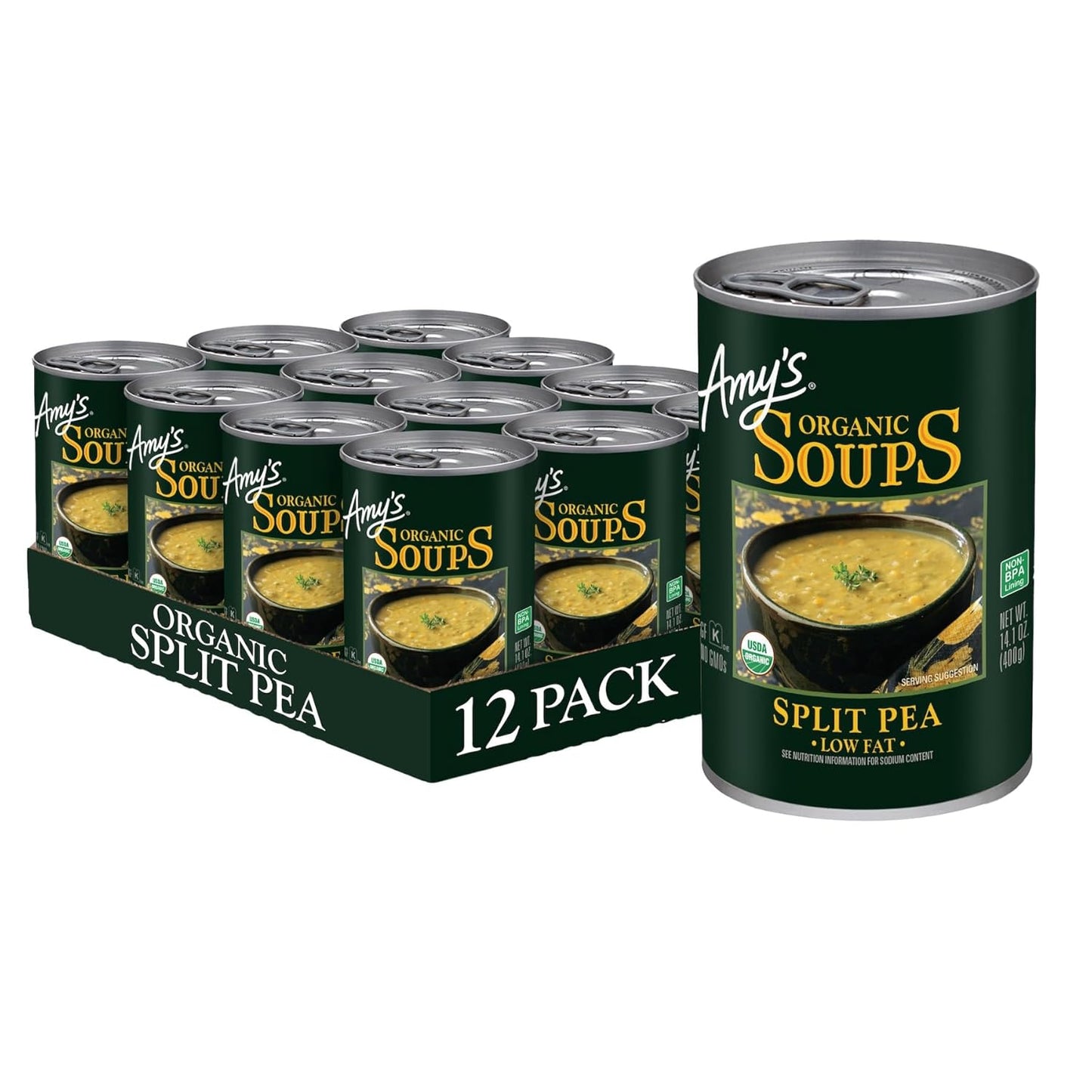 Vegan Split Pea Soup - Organic, Gluten Free, 12 Pack Cans