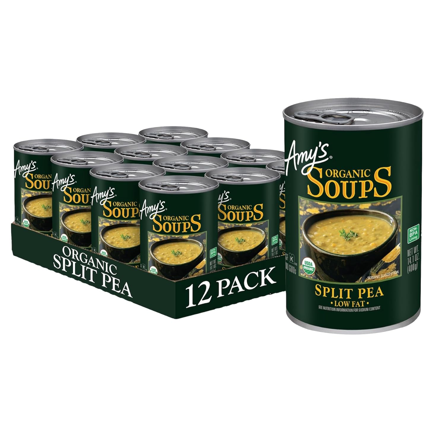 Vegan Split Pea Soup - Organic, Gluten Free, 12 Pack Cans