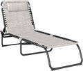 Cream White Folding Chaise Lounge Chair - 4-Position Recliner