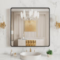 LOAAO 38x38 Inch Black Metal Framed Bathroom Mirror for Wall