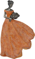 Fairy Statue Leaf Angel Girl Resin Garden Decor - Rustic Orange
