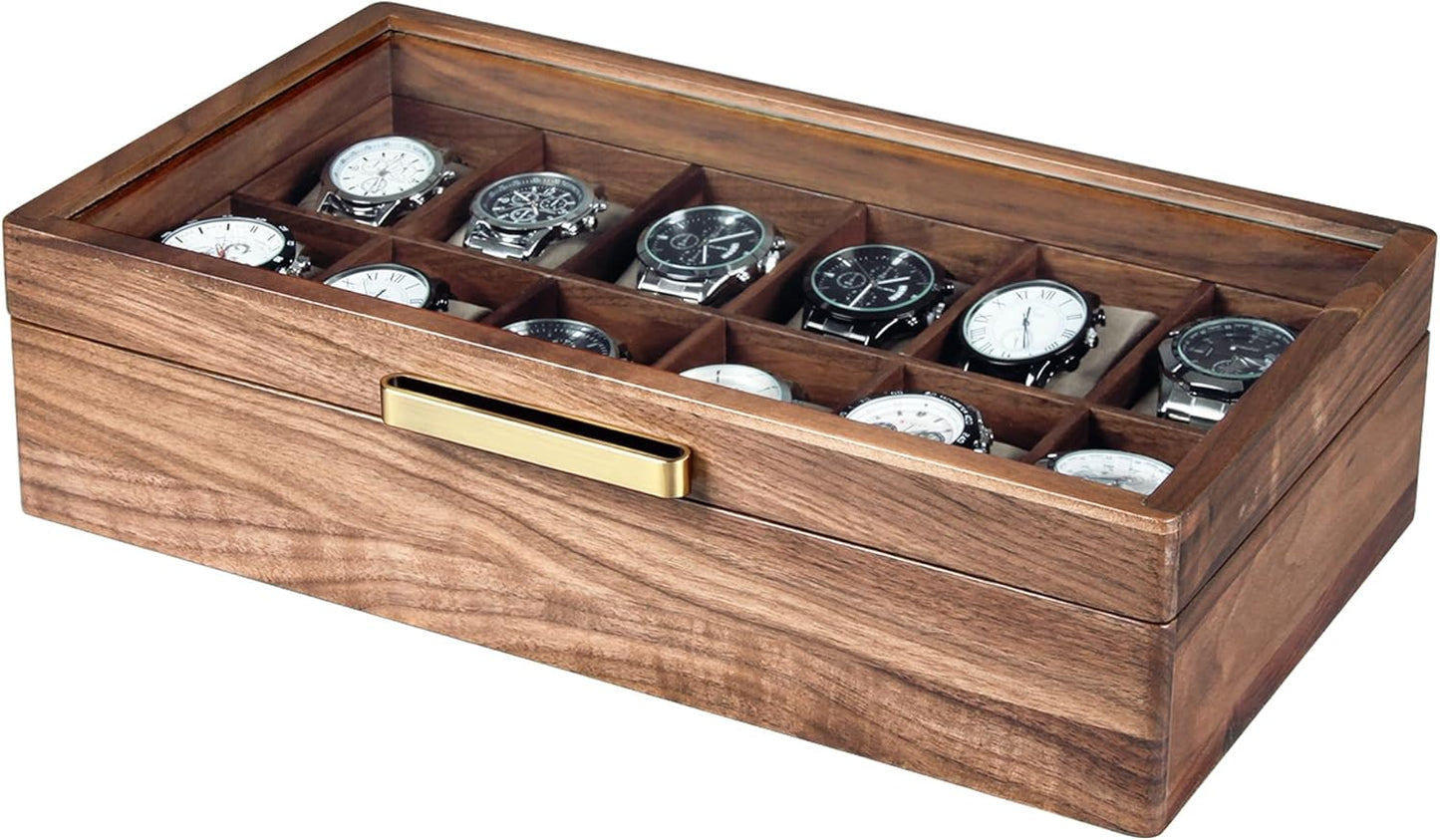 Premium 12-Slot Walnut Watch Case - Organize in Style!