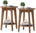 MAEZO Set of 2 Side Tables - Rustic Walnut 2-Tier End Tables
