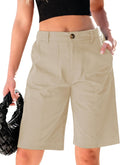 Bermuda Shorts for Women Knee Length High Waisted - Comfortable Chino