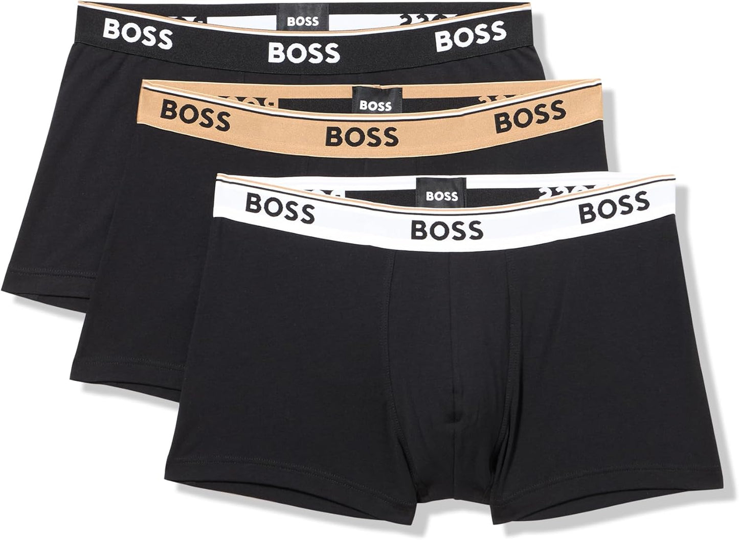 BOSS Men's 3-Pack Multi Color Bold Logo Trunks for Comfort