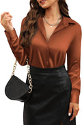 Womens Soft Satin Silk Leopard Button Down Shirt - Silky Work Blouse 2