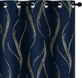Yakamok Blackout Curtains for Livingroom - Navy Blue & Gold Design