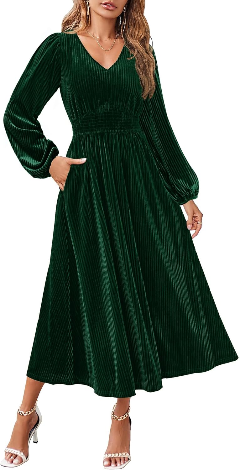 Elegant Velvet Midi Dress for Women - Perfect for Any Occasion