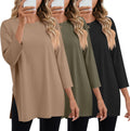 Women's Oversized 3-Pack 3/4 Sleeve T Shirts - Soft Stretchy Fall Tees