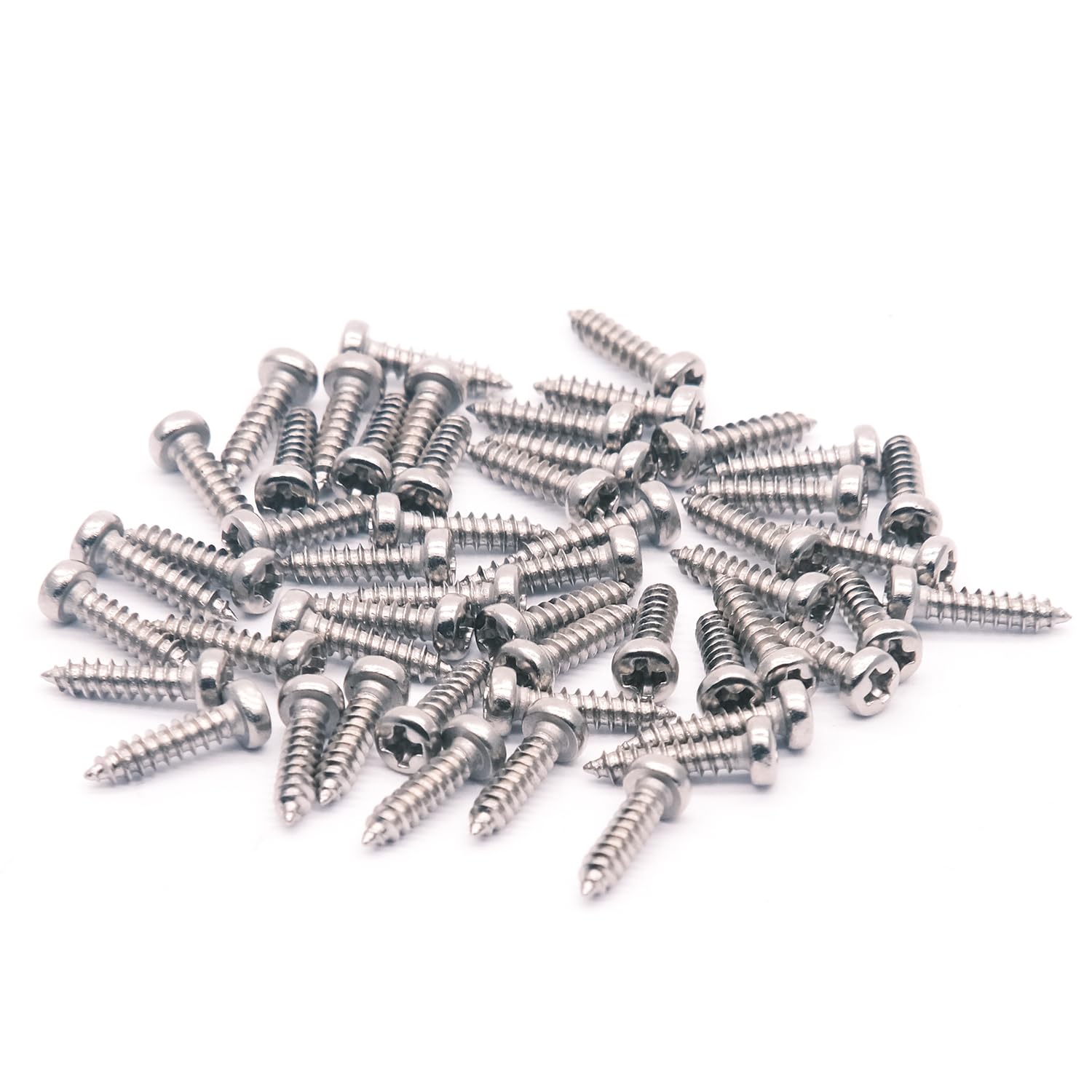 Chrome Guitar Tuning Peg Mounting Screws - 50 Pack