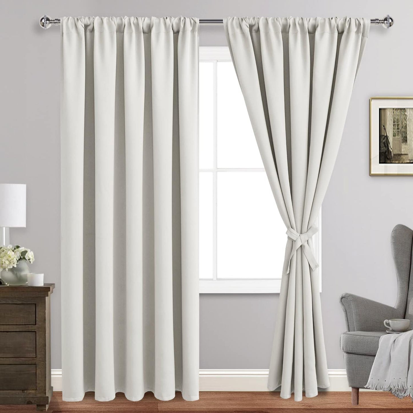 JIUZHEN Blackout Curtains for Bedroom - 60 Inch Thermal Insulated