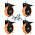 5 in Stem Caster Wheels M12-1.75x25mm - Heavy Duty Dual Locking