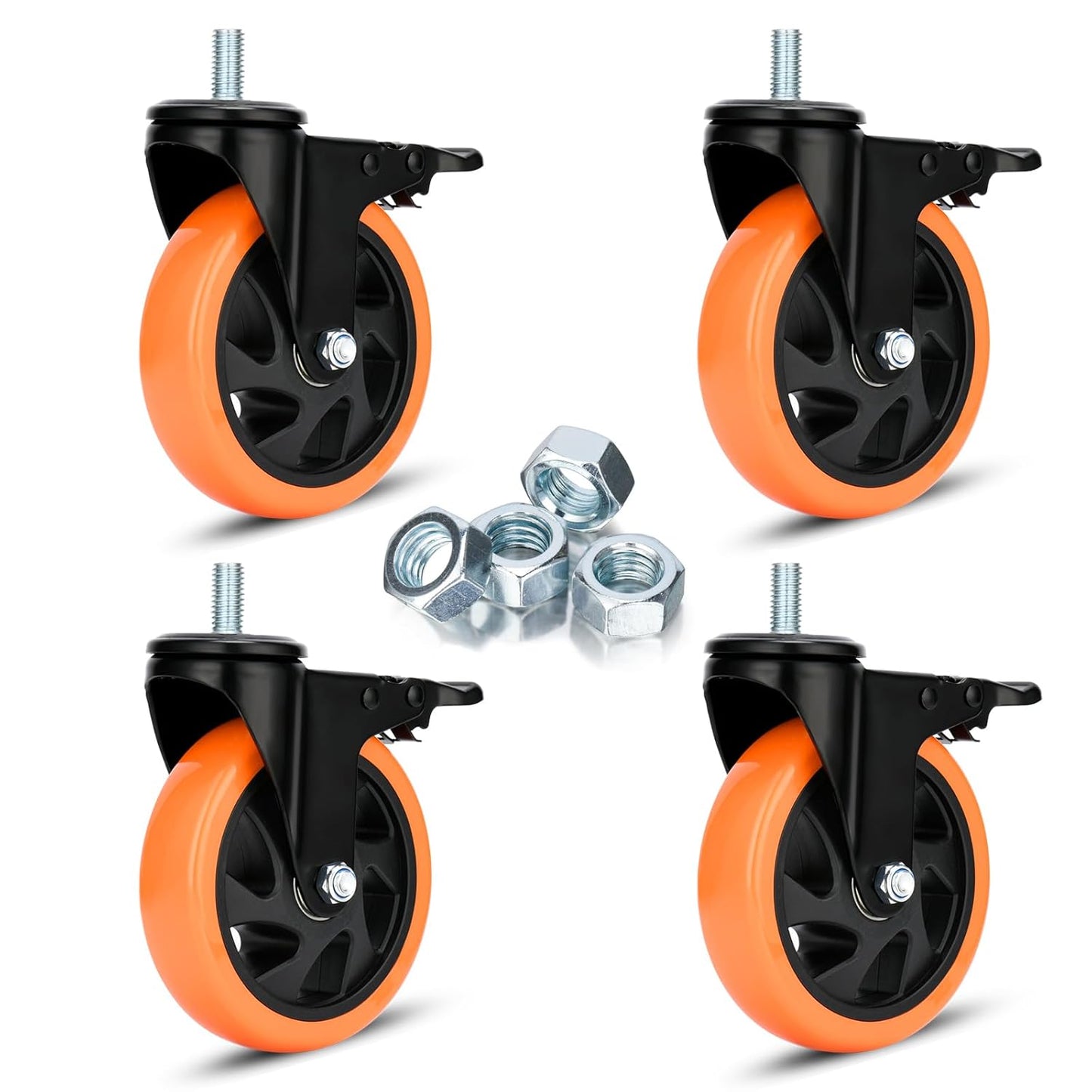 5 Stem Caster Wheels with Safety Dual Locking for Heavy Duty Use