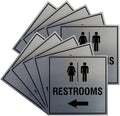 Square Restrooms Left Arrow Sign with Adhesive Tape - Large Pack