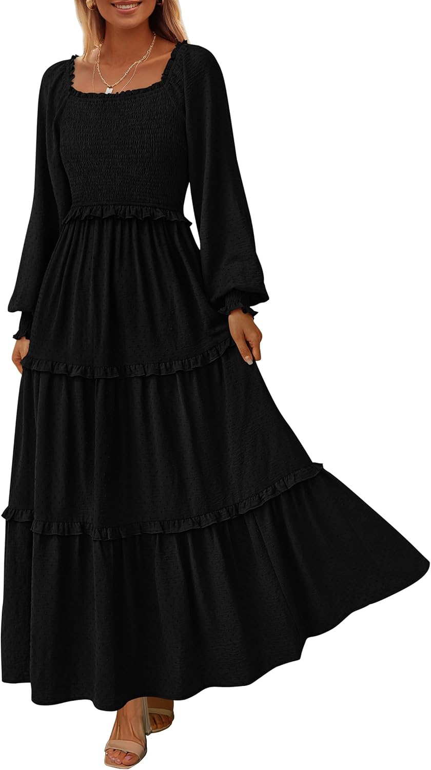 PRETTYGARDEN Fall Dresses for Women Long Sleeve Maxi Dress