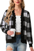 Women's V-Neck Ribbed Wave Button Cardigan - Slim Fit