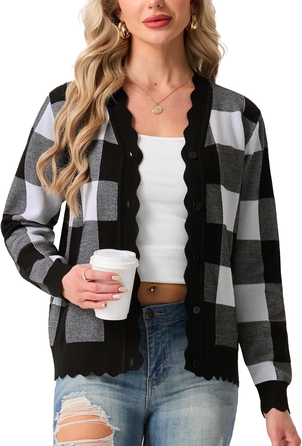 GRECERELLE Women's Long Sleeve V-Neck Cardigan for Style