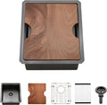 Black Undermount Bar Sink 12 x 15 in - Compact Wet Bar Workstation