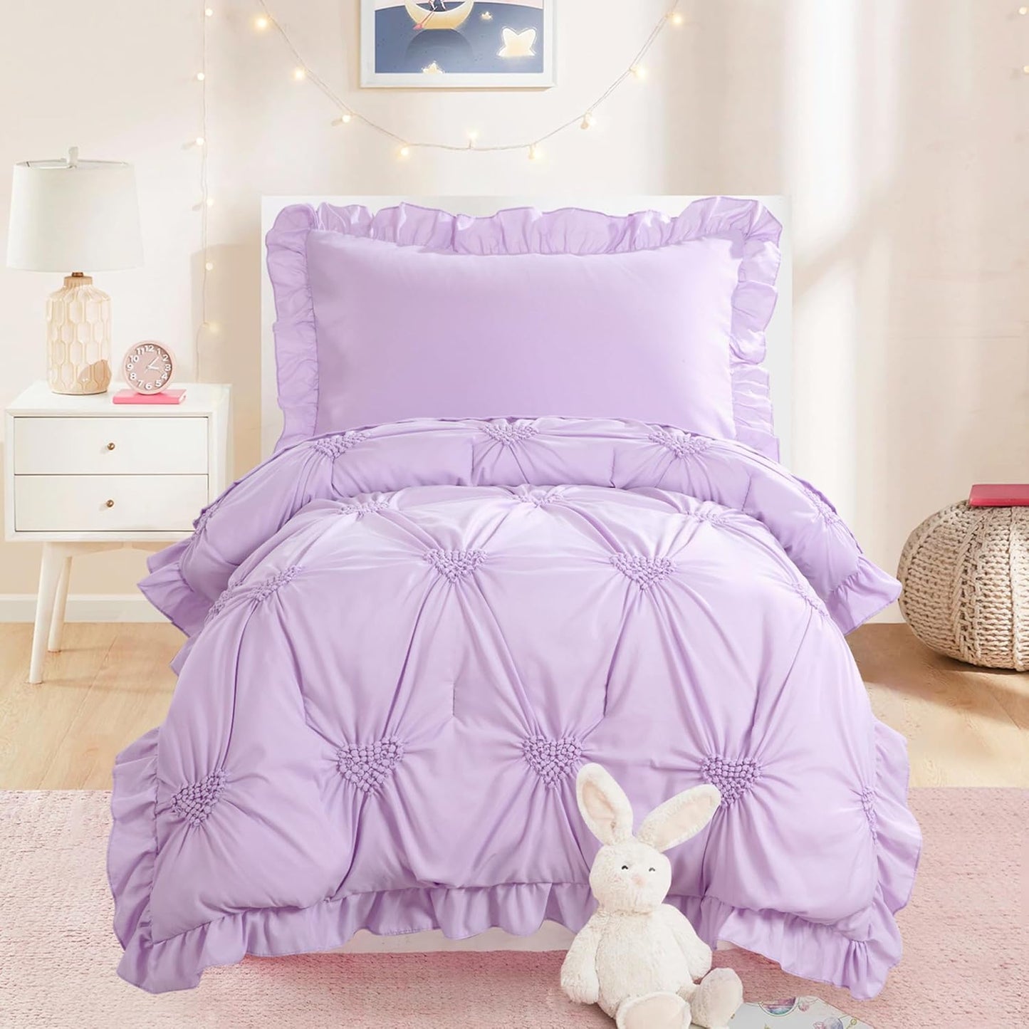 HOMBYS Purple Princess Toddler Bedding Set for Girls Kids